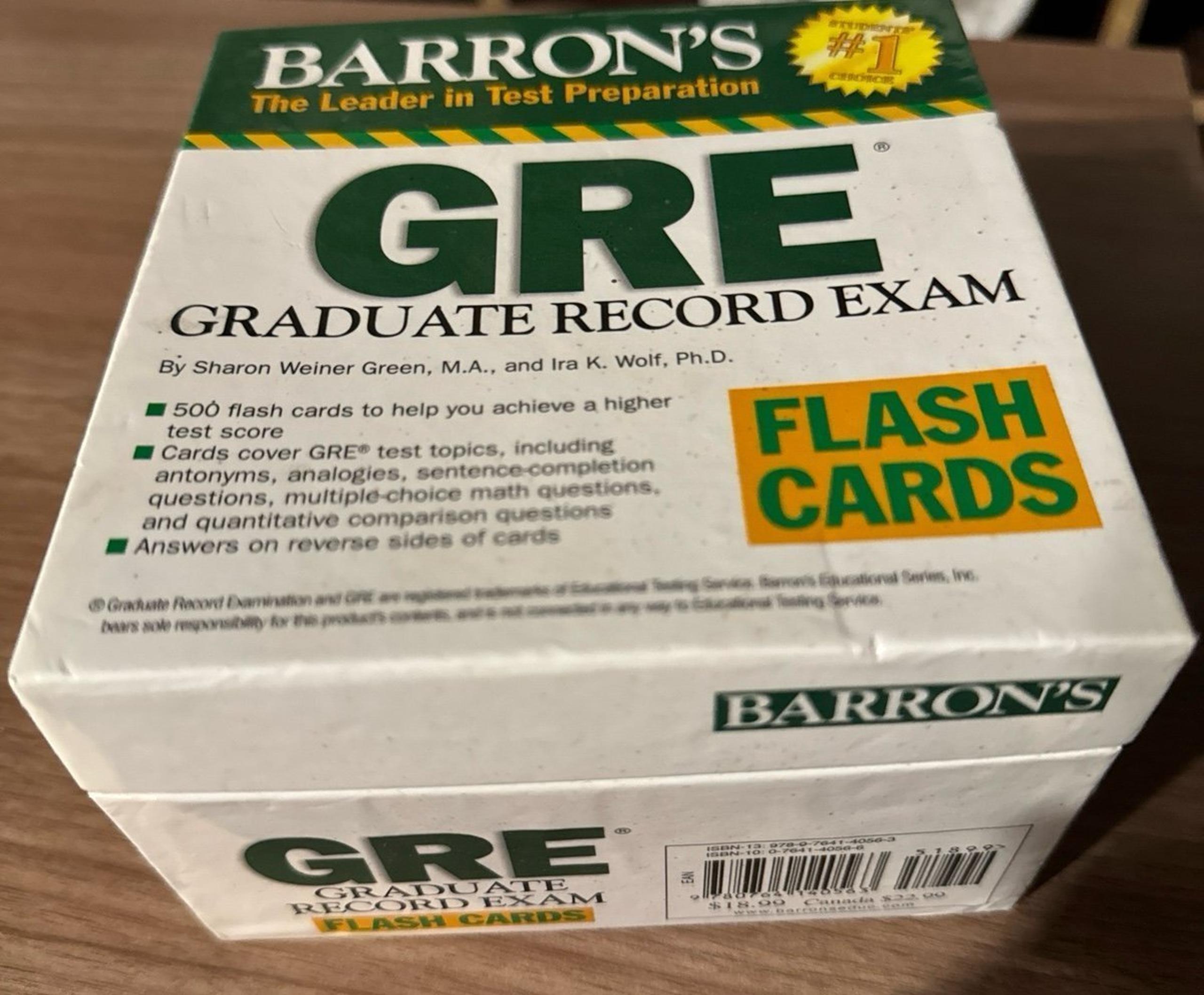 Barron’s GRE Graduate Record Exam Flashcards (500 deck)