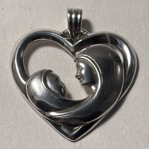 Vtg Gorham Mother Daughter Love Heart Charm Pendant