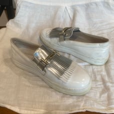 Tod’s White Leather Fringe Loafer Sneakers - Size 10.5