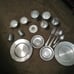 Antique Aluminum Picnic 19 Piece Set Plates Eggs Cups Silverware Plus
