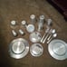 Antique Aluminum Picnic 19 Piece Set Plates Eggs Cups Silverware Plus