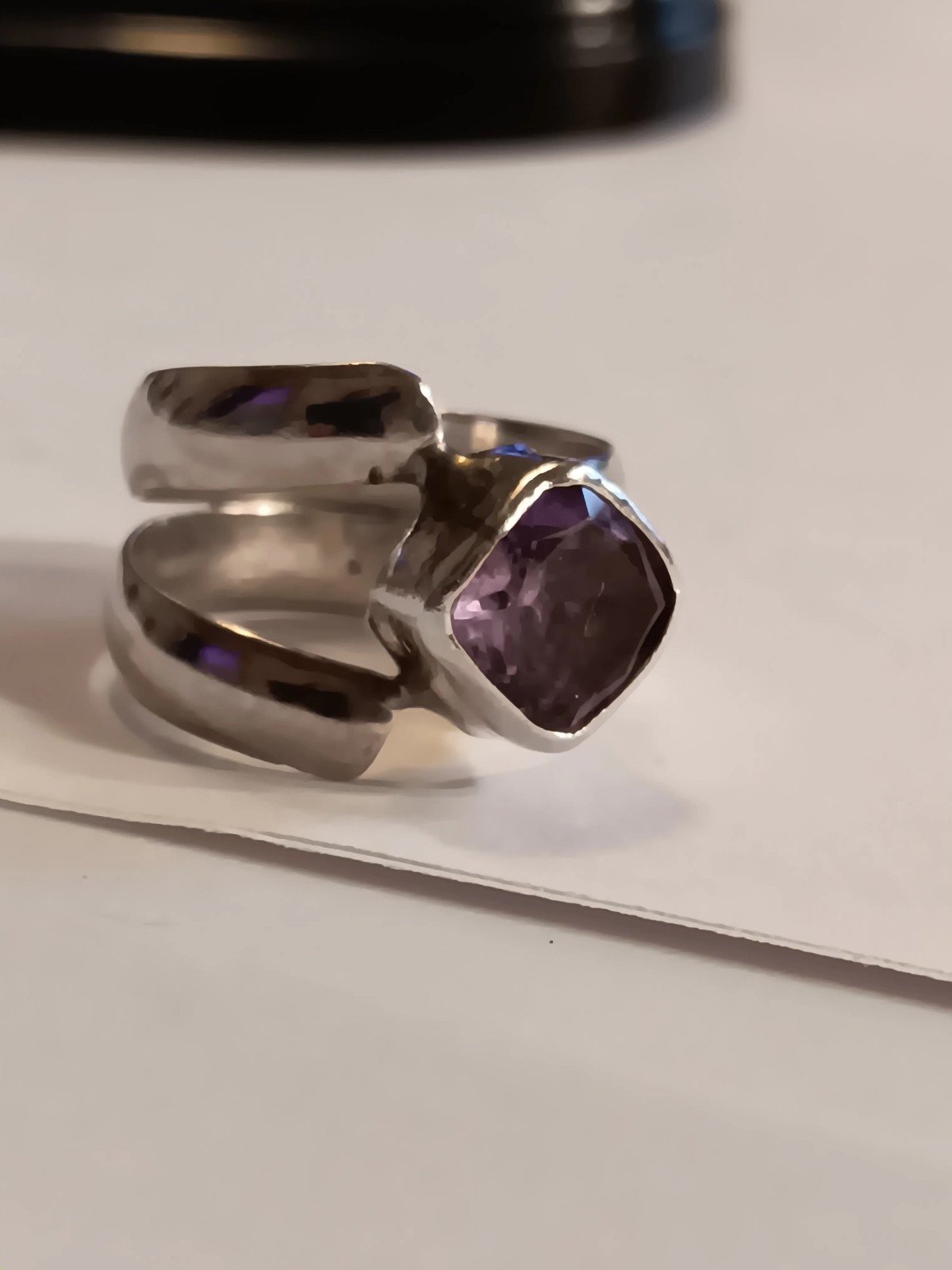 Sterling Silver 925 (Acid Tested) Purple Color(Amethyst?) Ring Approx Sz5.5-5.75