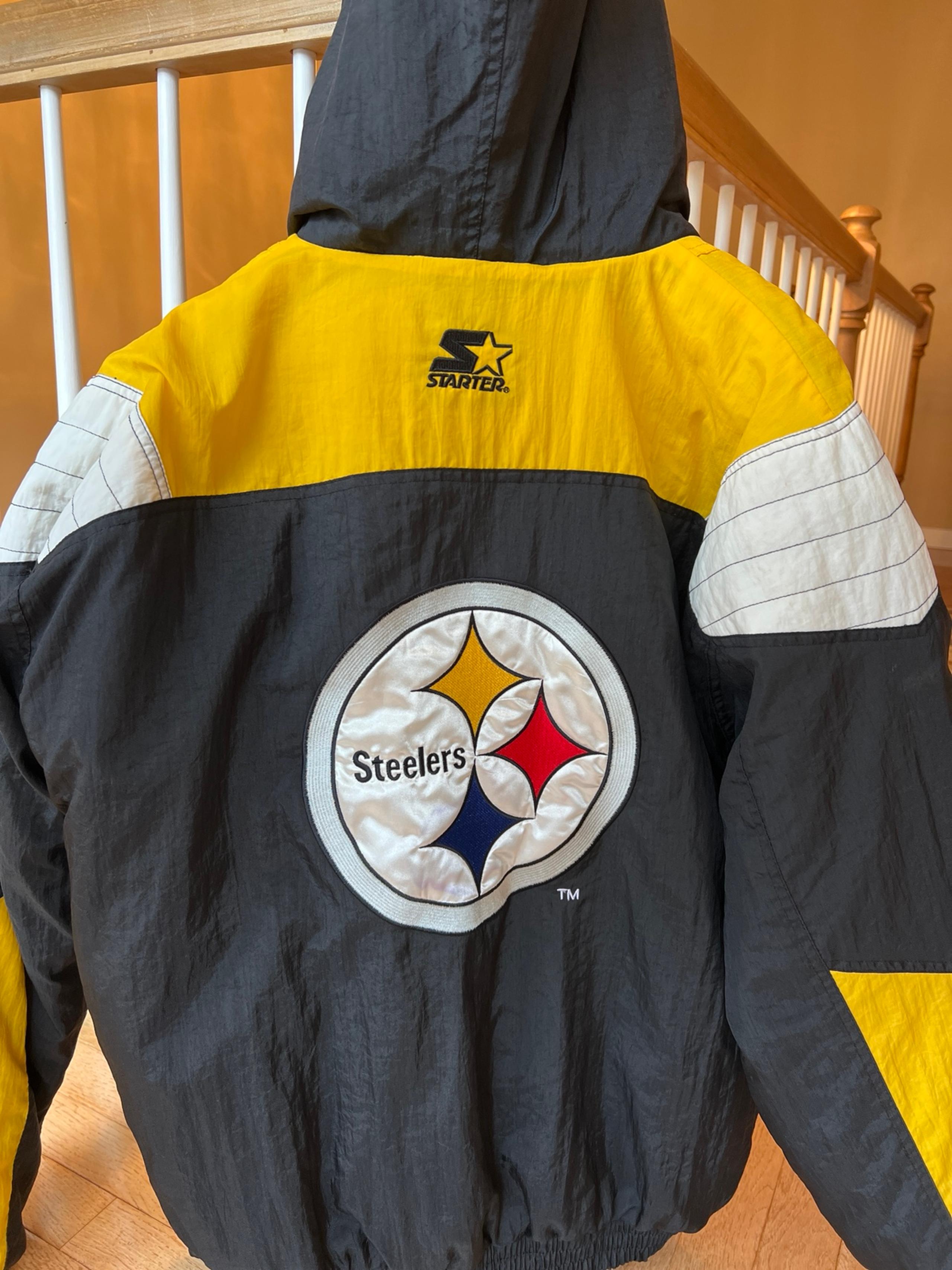 EUC Pittsburgh Steelers Jacket Size Medium Men's 1/2 Zip Vintage 90’s Hooded