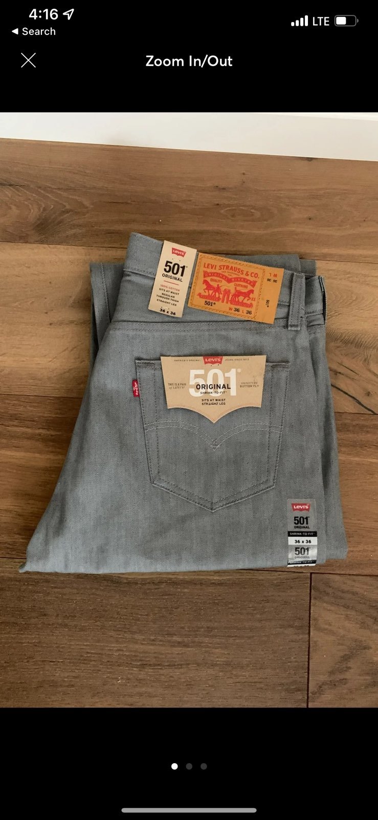 Mens Levis Levi Strauss Jeans Grey 36x36