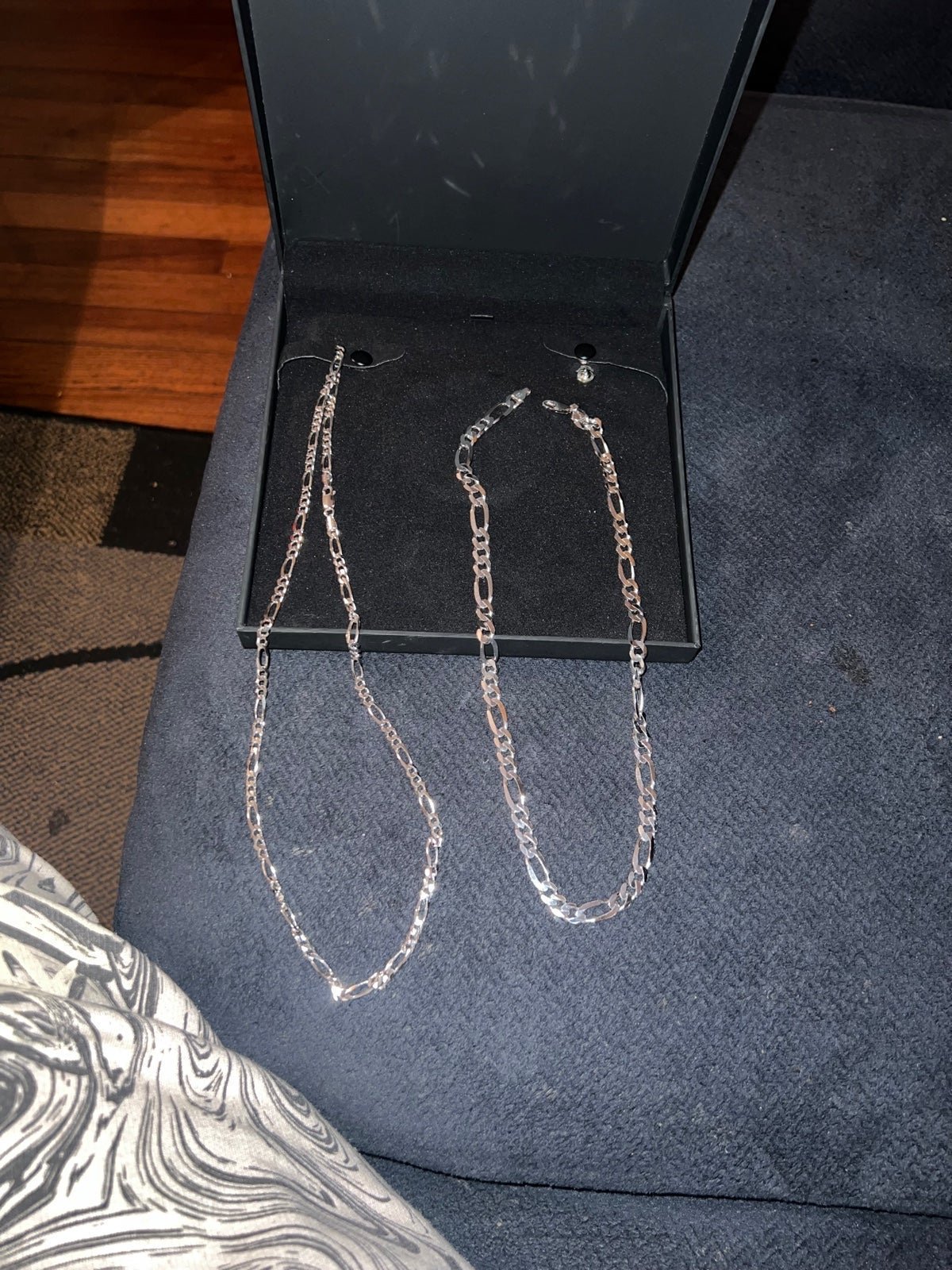 Figaro Link Chain Sterling Silver 20 Length and 24” chain