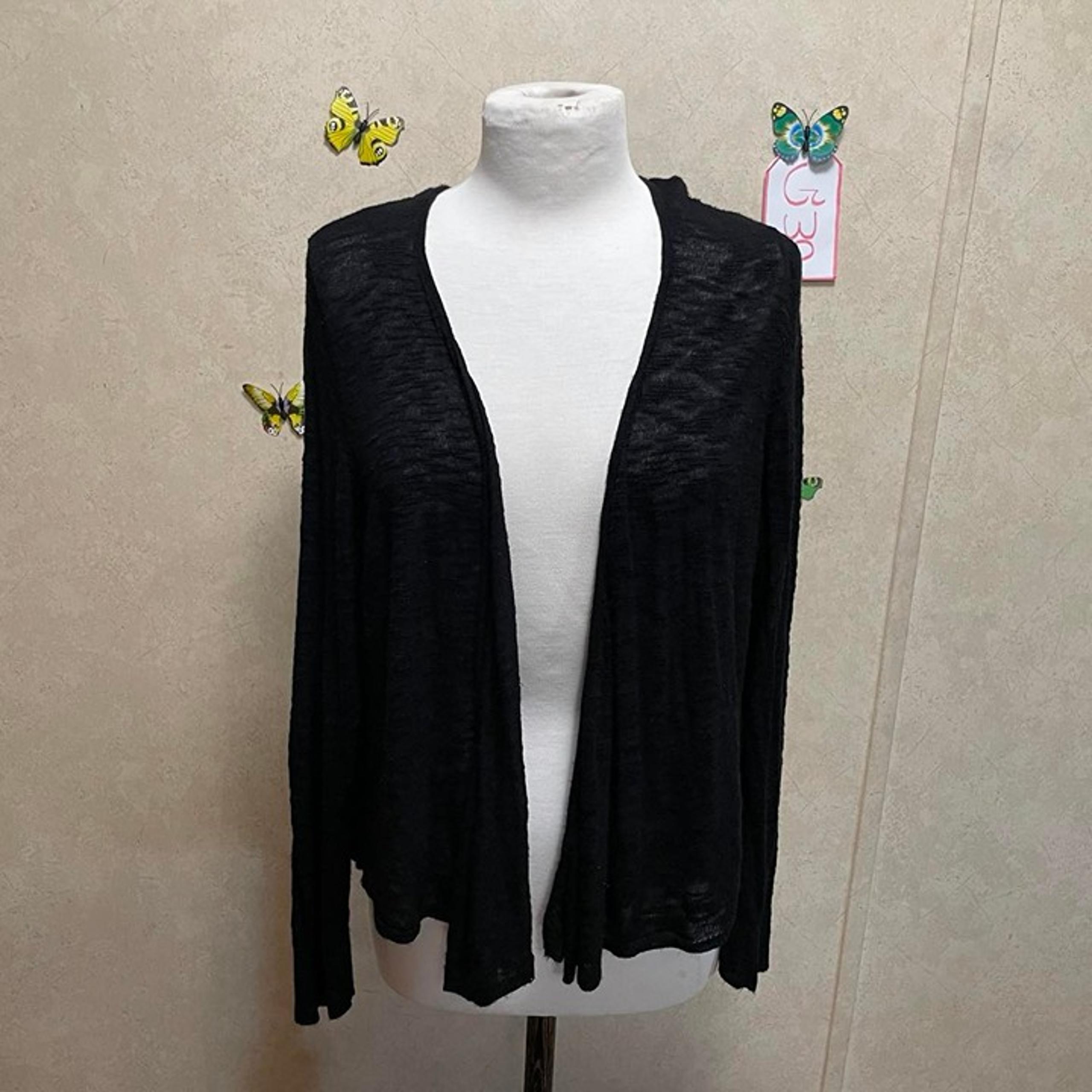 Faded Glory Solid Black Long Sleeve Sweater Cardigan Top For Women Size XL