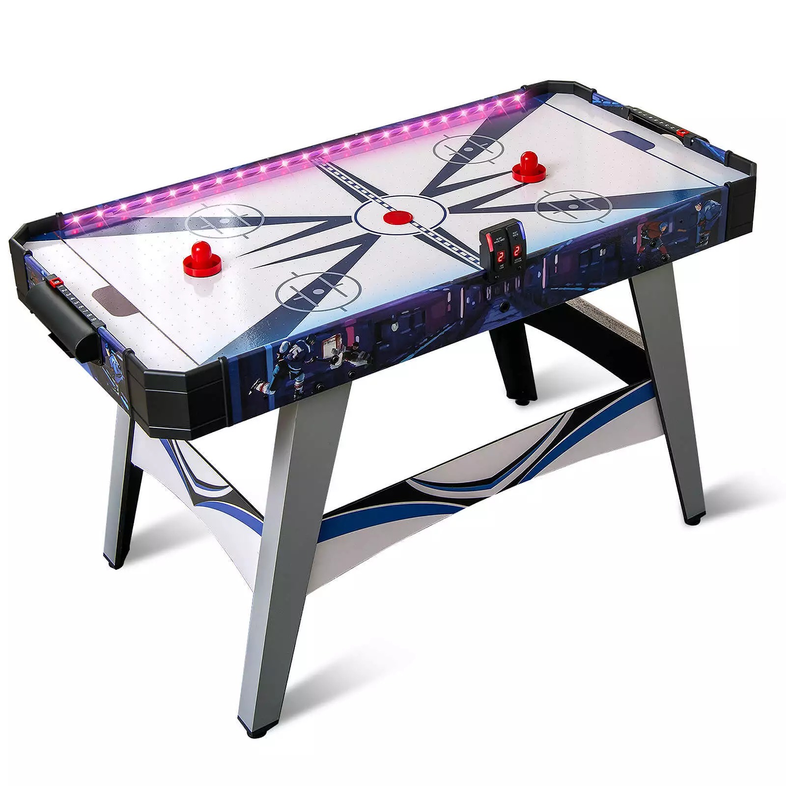 54 Air Hockey Game Table w/2 Pushers Pucks Adjustable Foot Pads LED Scoreboard