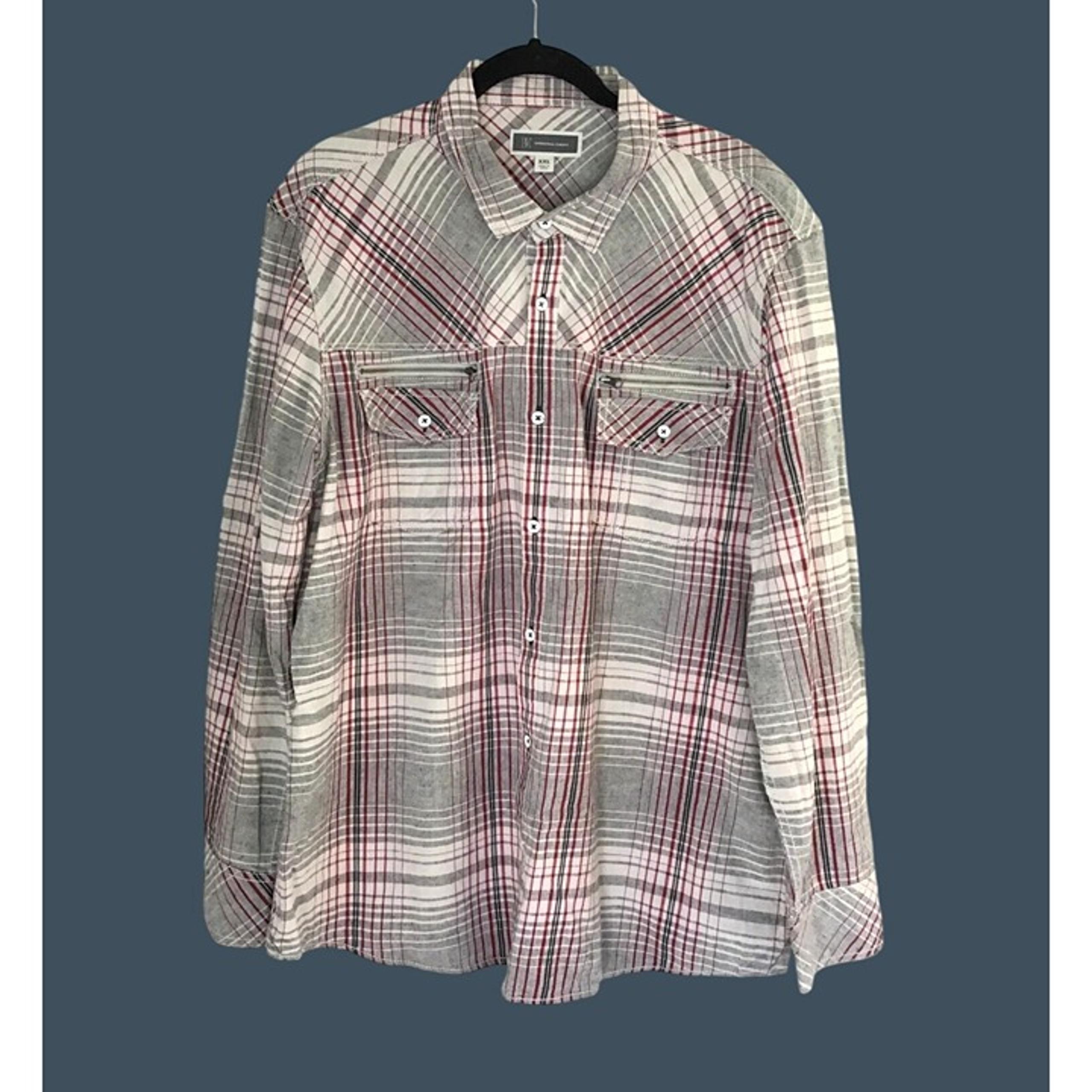 International Concepts- MENS Plaid Cotton-Linen Long sleeve Shirt Size XX-LARGE