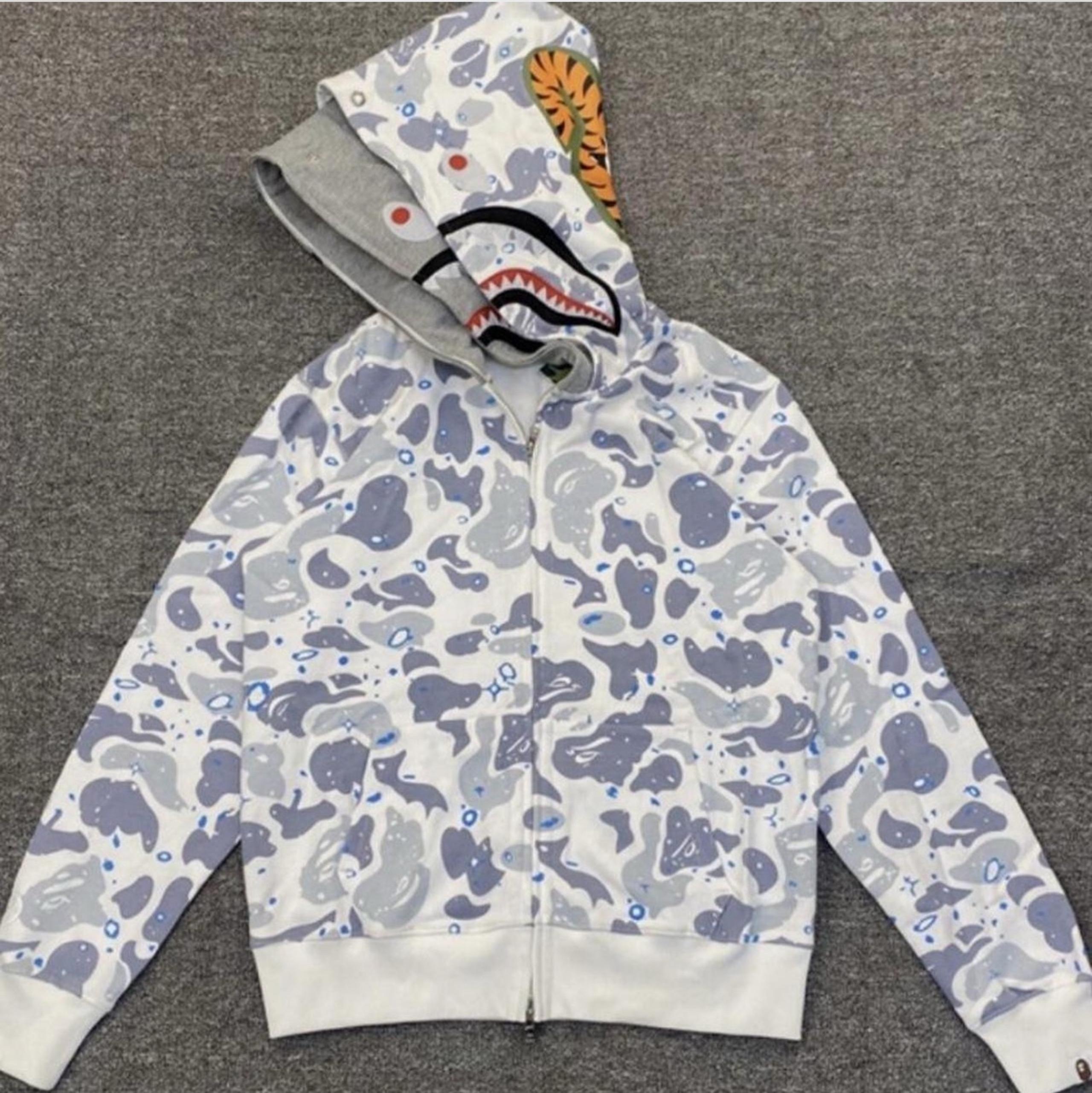 BAPE Space Camo Shark WGM Full Face Zip  Double Hood Hoodie