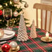 Resin Christmas Tree Figurines, 2Pcs Distressed White with Gold Table top