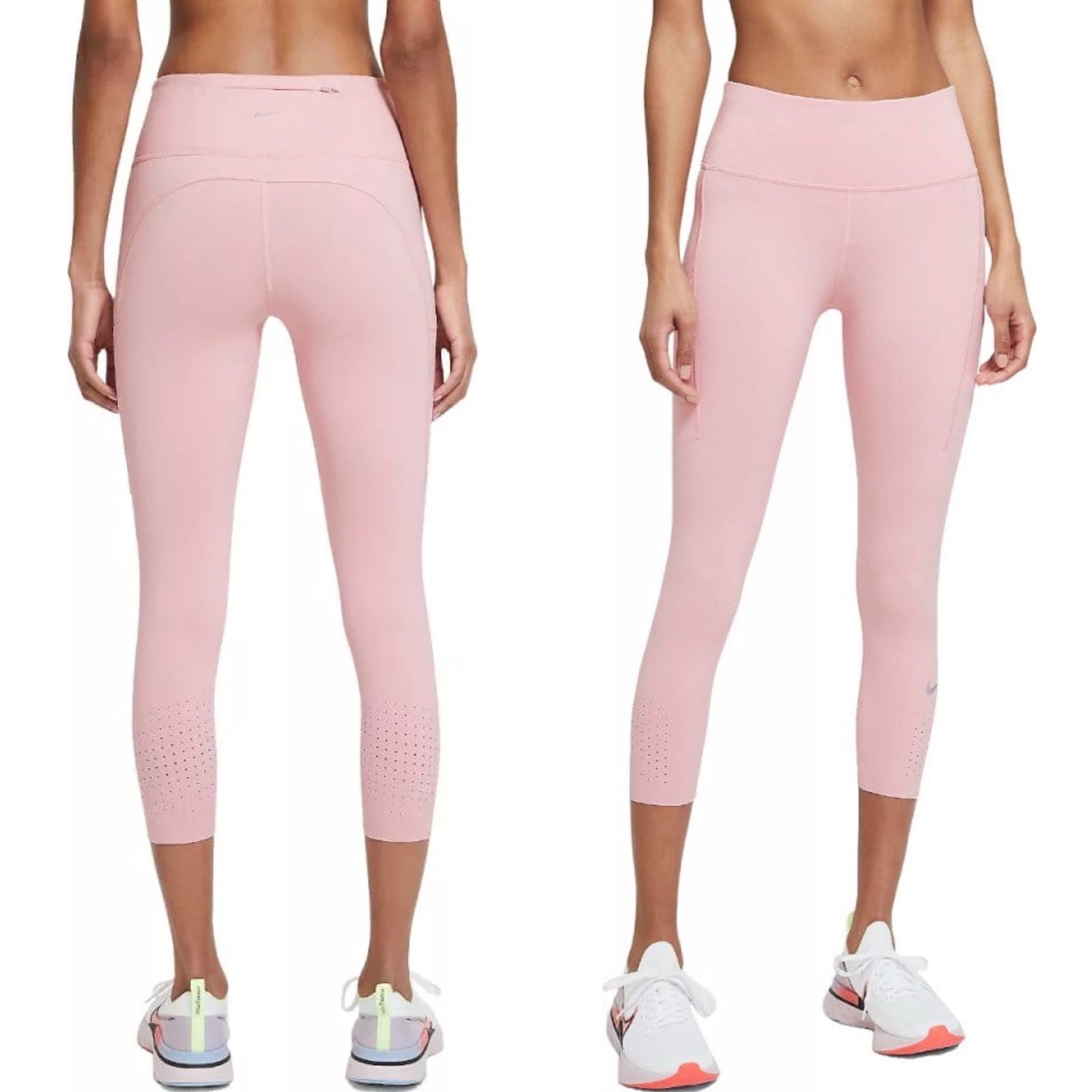 Nike Women's Epic Luxe Mid-Rise Crop Sz L In Pink