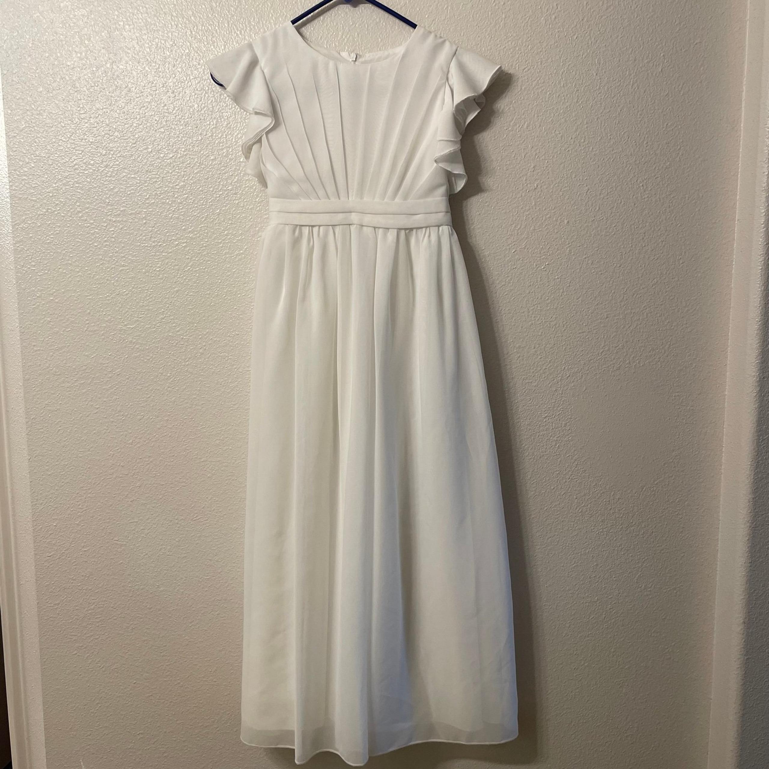 Girls White Dress Short Sleeve Long Girls Youth Large