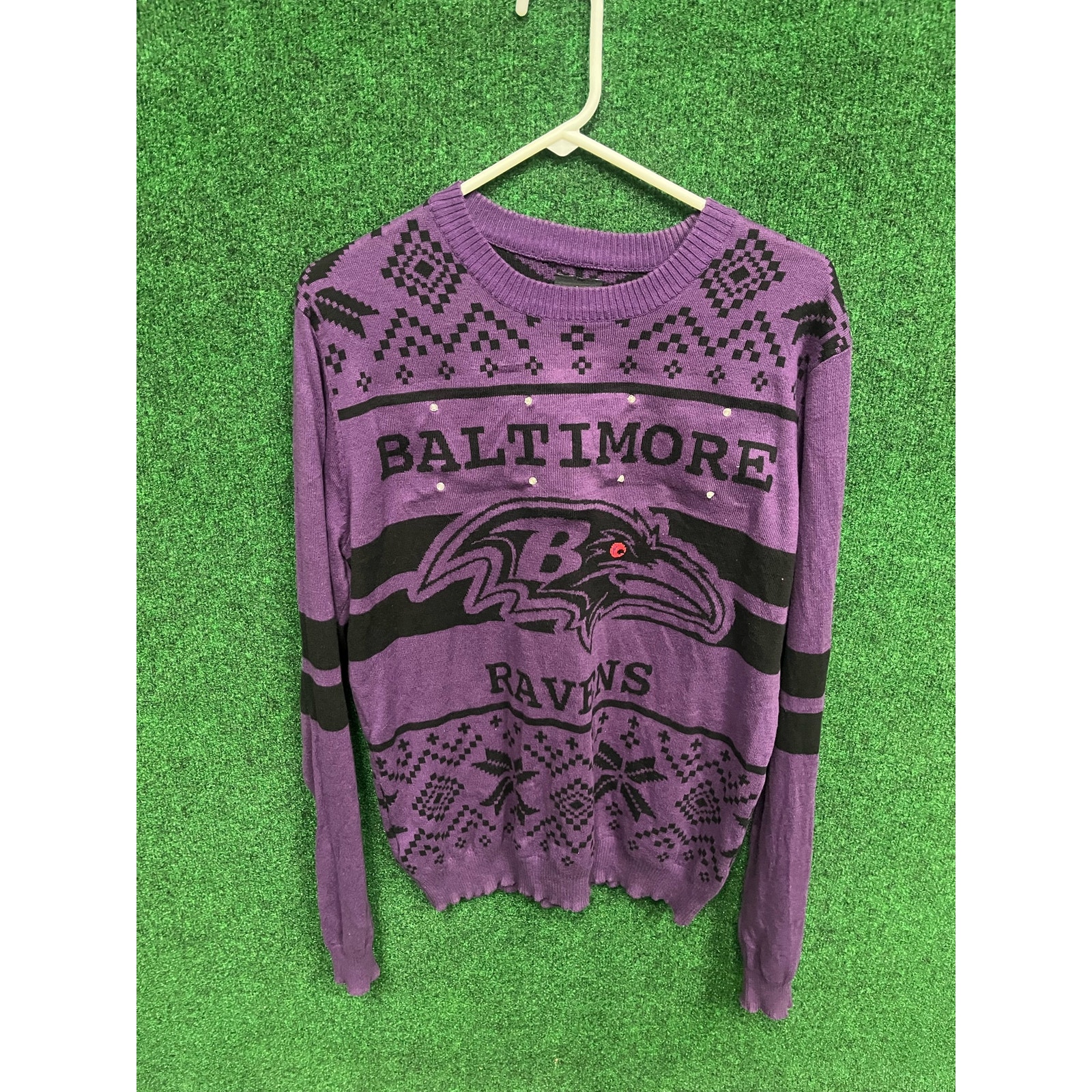 Baltimore Ravens NFL Team Apparel Football Ugly Winter Sweater Men’s Sz M Unisex