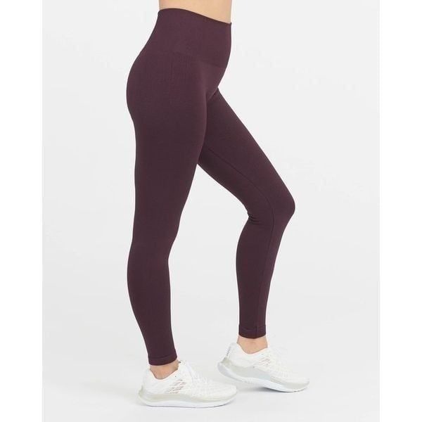 SPANX Seamless Sculpt Chevron Ribbed Leggings-Jammy Plum size XS