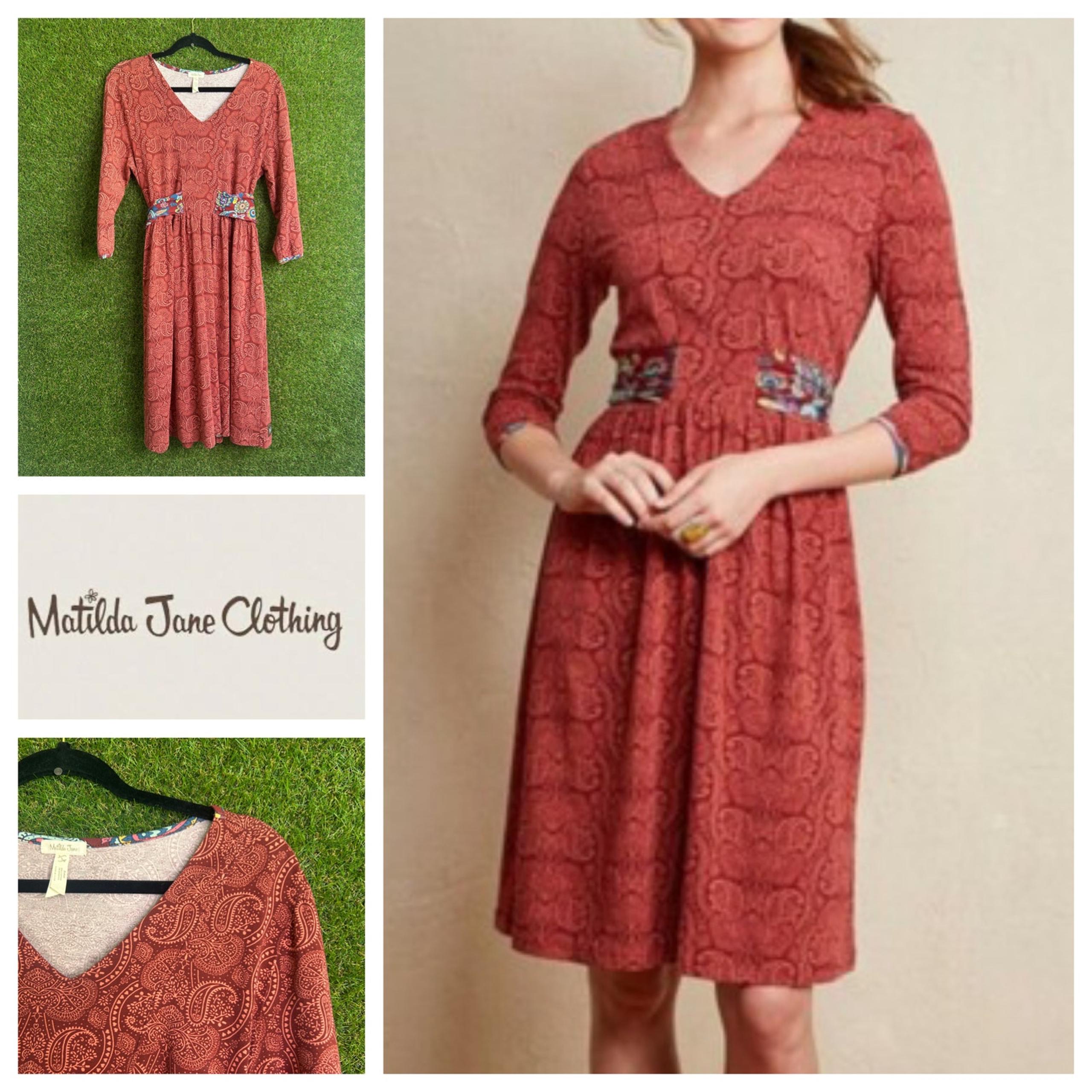 Matilda Jane Ariana Paisley Print Knee Length Dress Cotton Stretch Size L Large