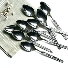 Vintage Oneida Spanish Court teaspoons stainless steel retro scrolls 9 pieces