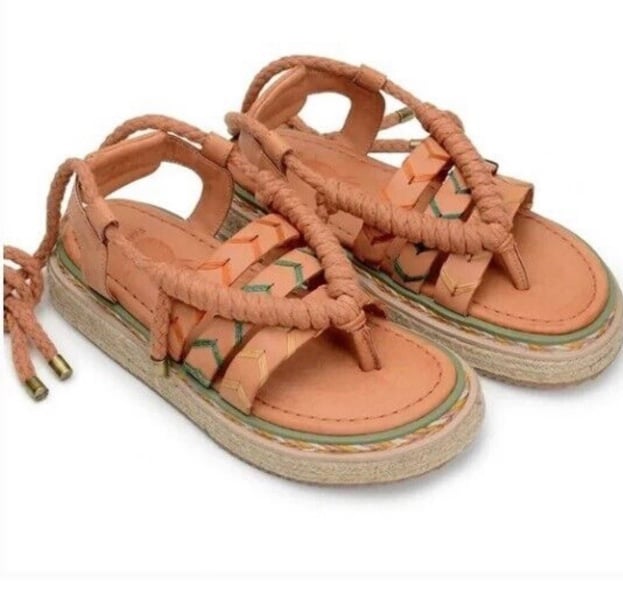 Farm Rio Sand Rope Tie Vegan Leather Tropical Platform Sandal NWT