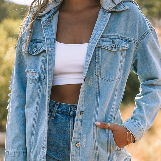 Women's Denim Clothing Blue Closure Button Denim Coats -s12s