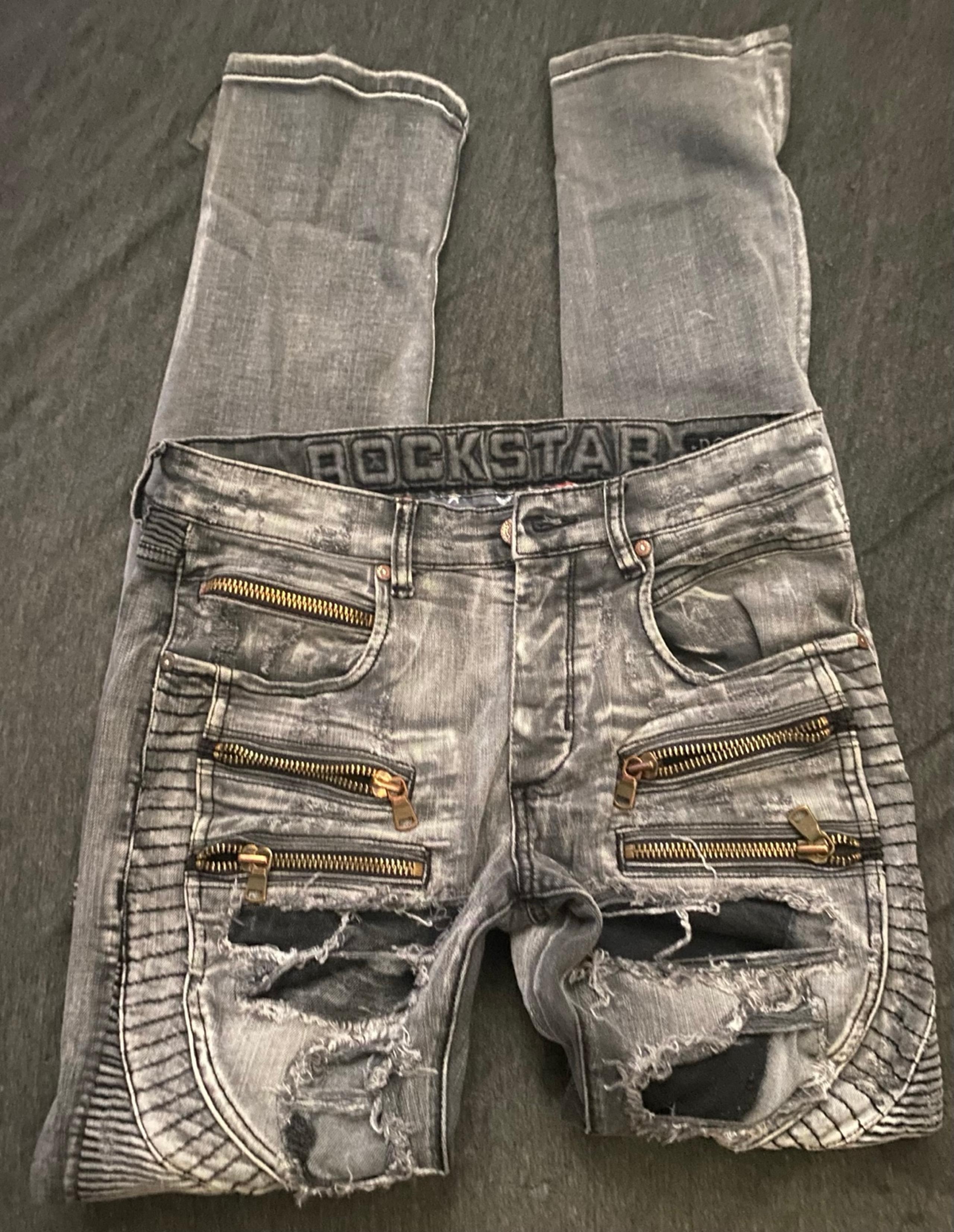 Men’s Rockstar Distress Grey Jeans Sz 30 Like New