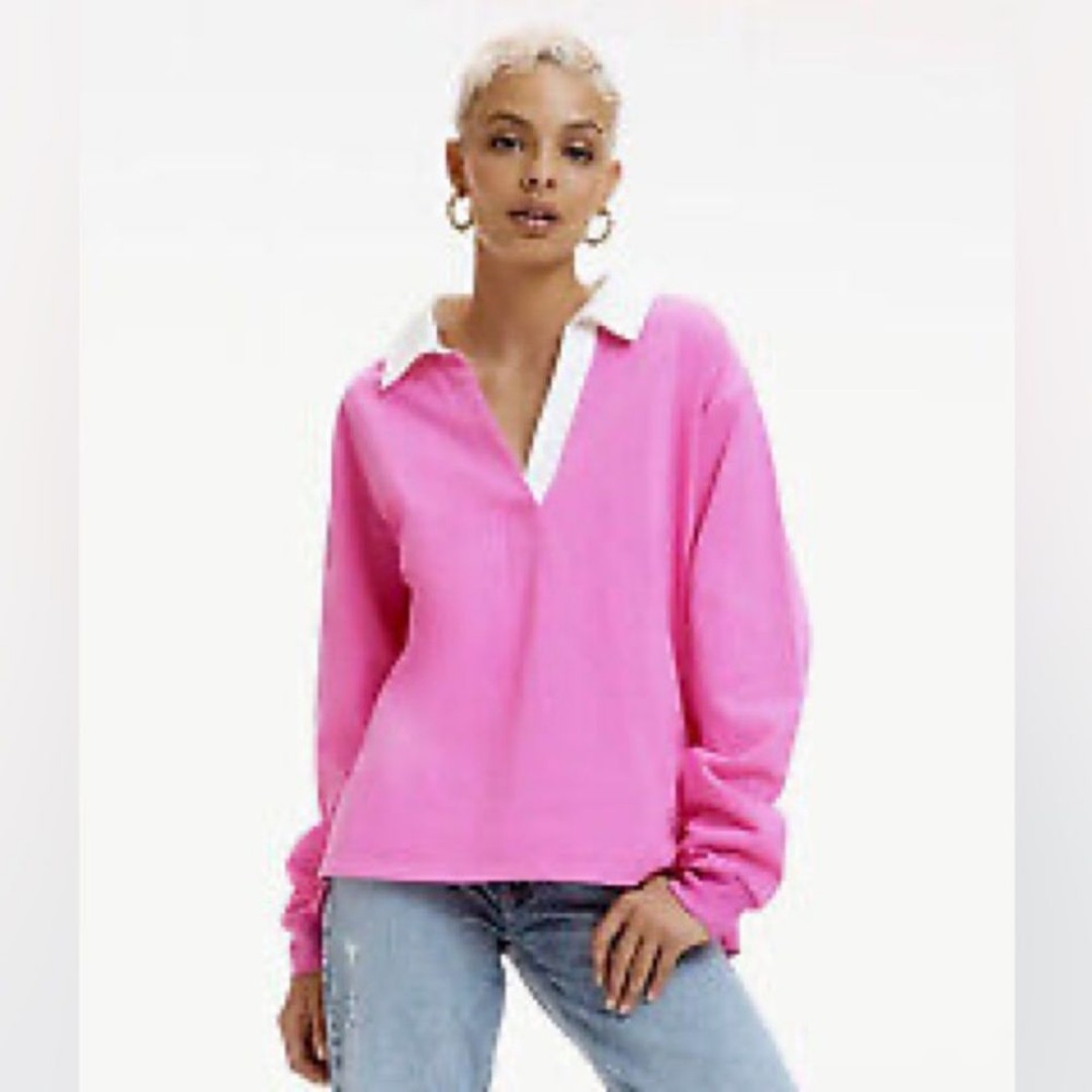Good American New Womens Size 3/4 Sorority Pink Oversized Shirt