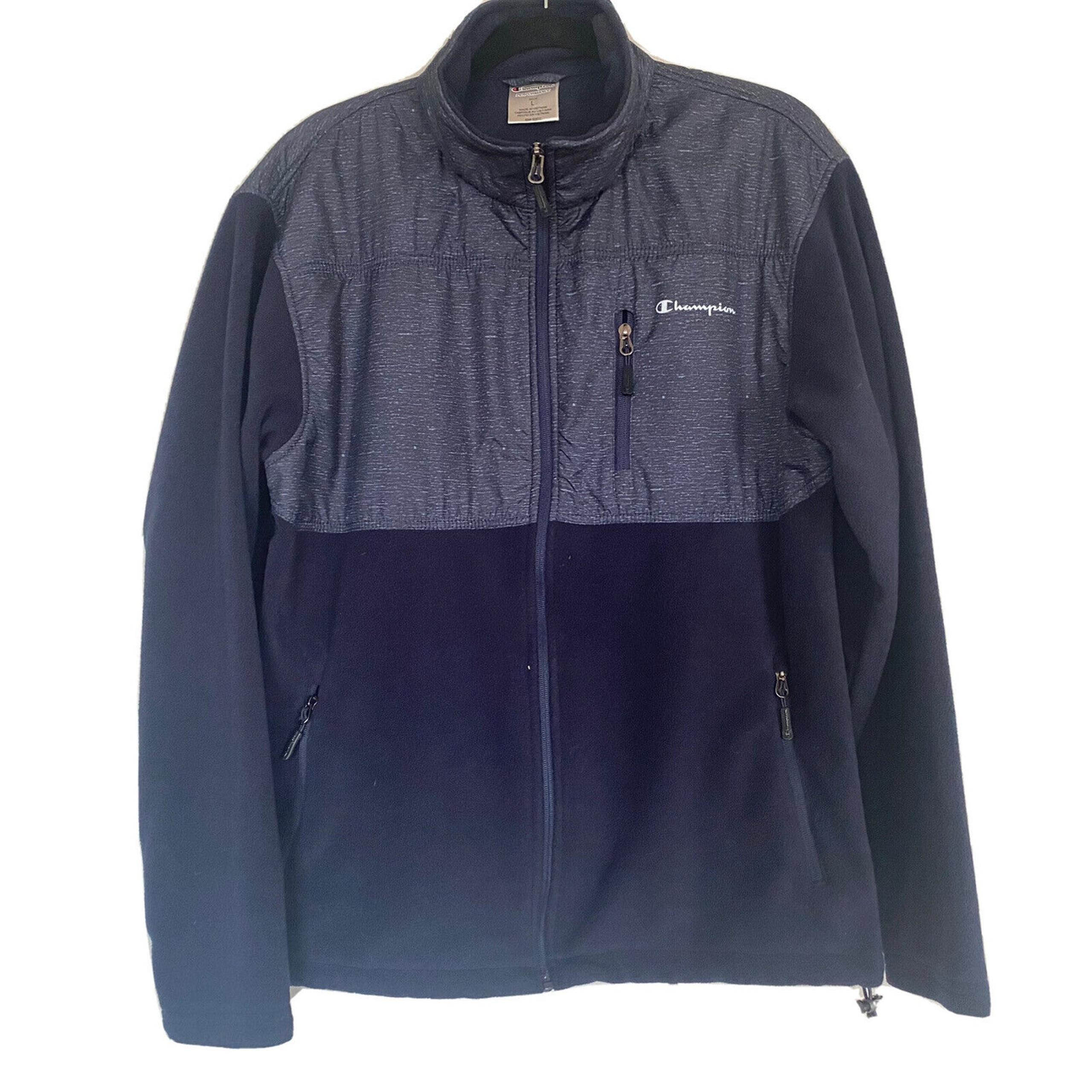 Champion Fleece Jacket Men's L Large Performance Tech Full Zip Pockets Jacket