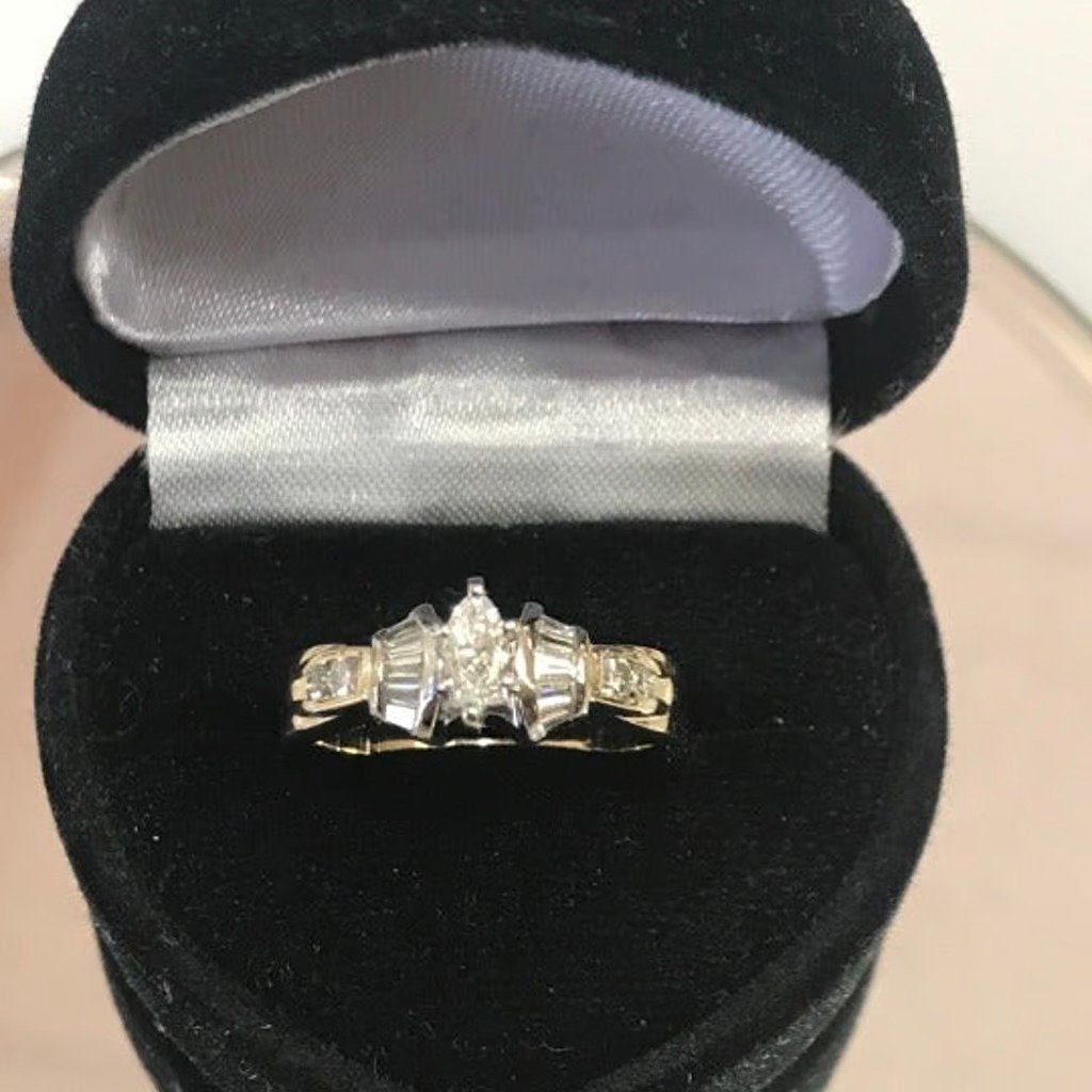 14K Y/G Marquise Diamond Engagement Ring