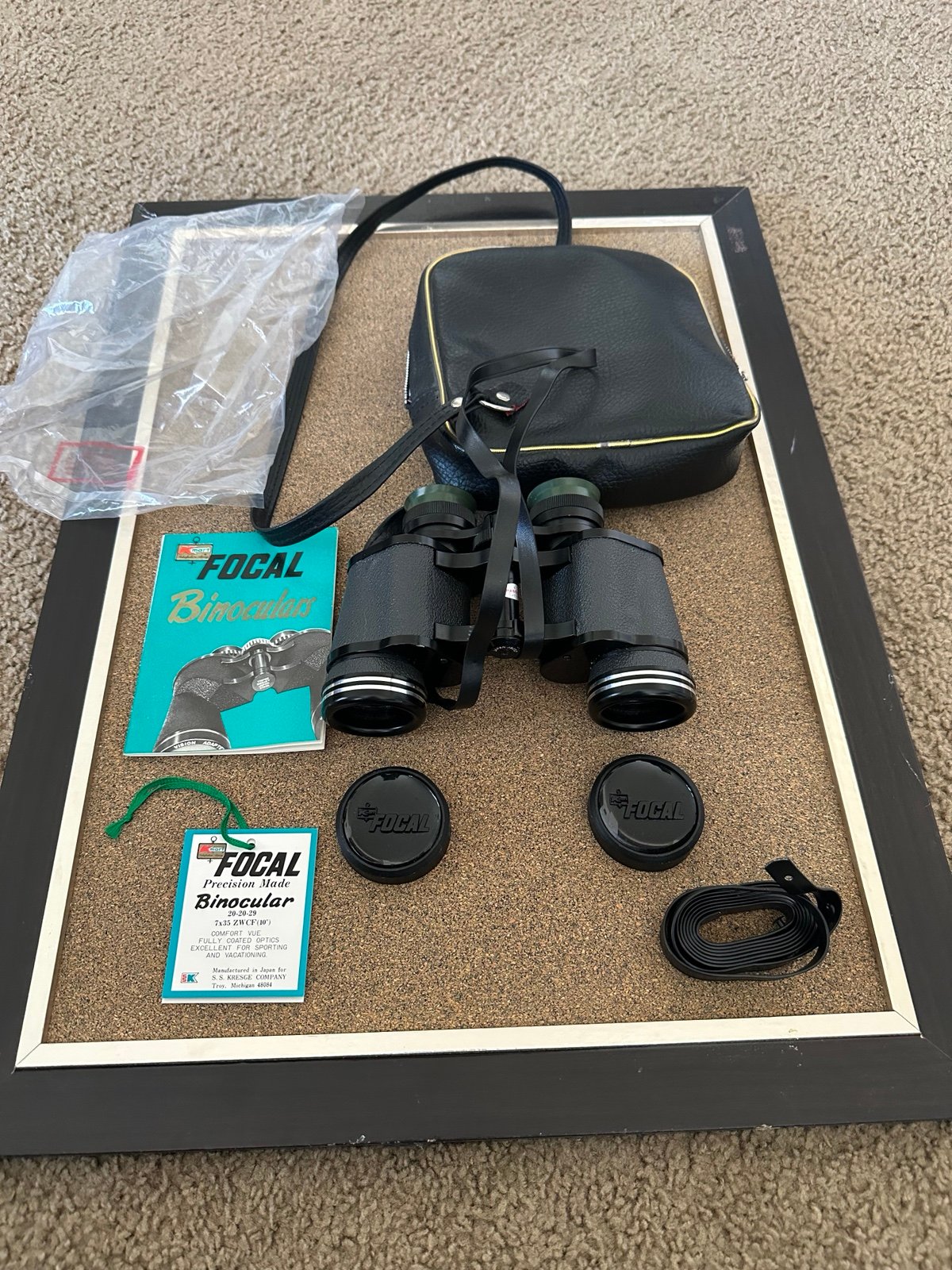 Vintage Gold Focal binoculars Japan new 7×35 525ft at 1000yds Field 10° FULLY CO