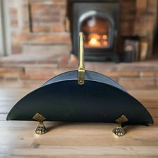 Firewood/Kindling Holder, Tin & Brass Claw Foot with Handle