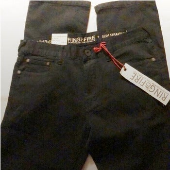 Jeans slim straight mens new W 32 x 34 L Ring of Fire black cotton