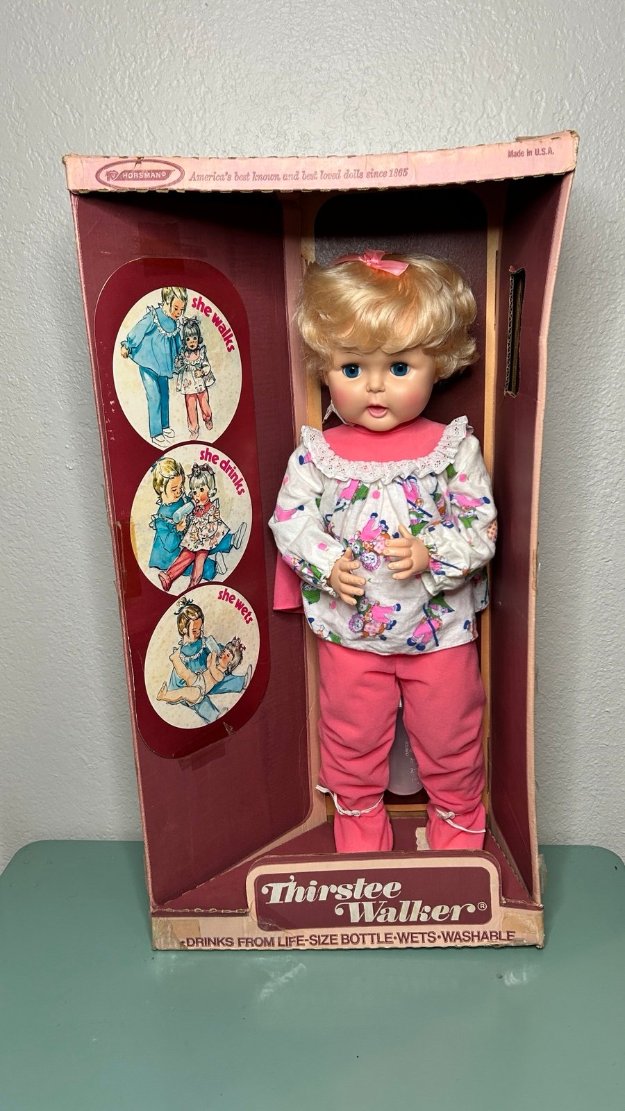 1964 Horsman Thirsty Walker Vintage Doll 26” inches **never been take out from o