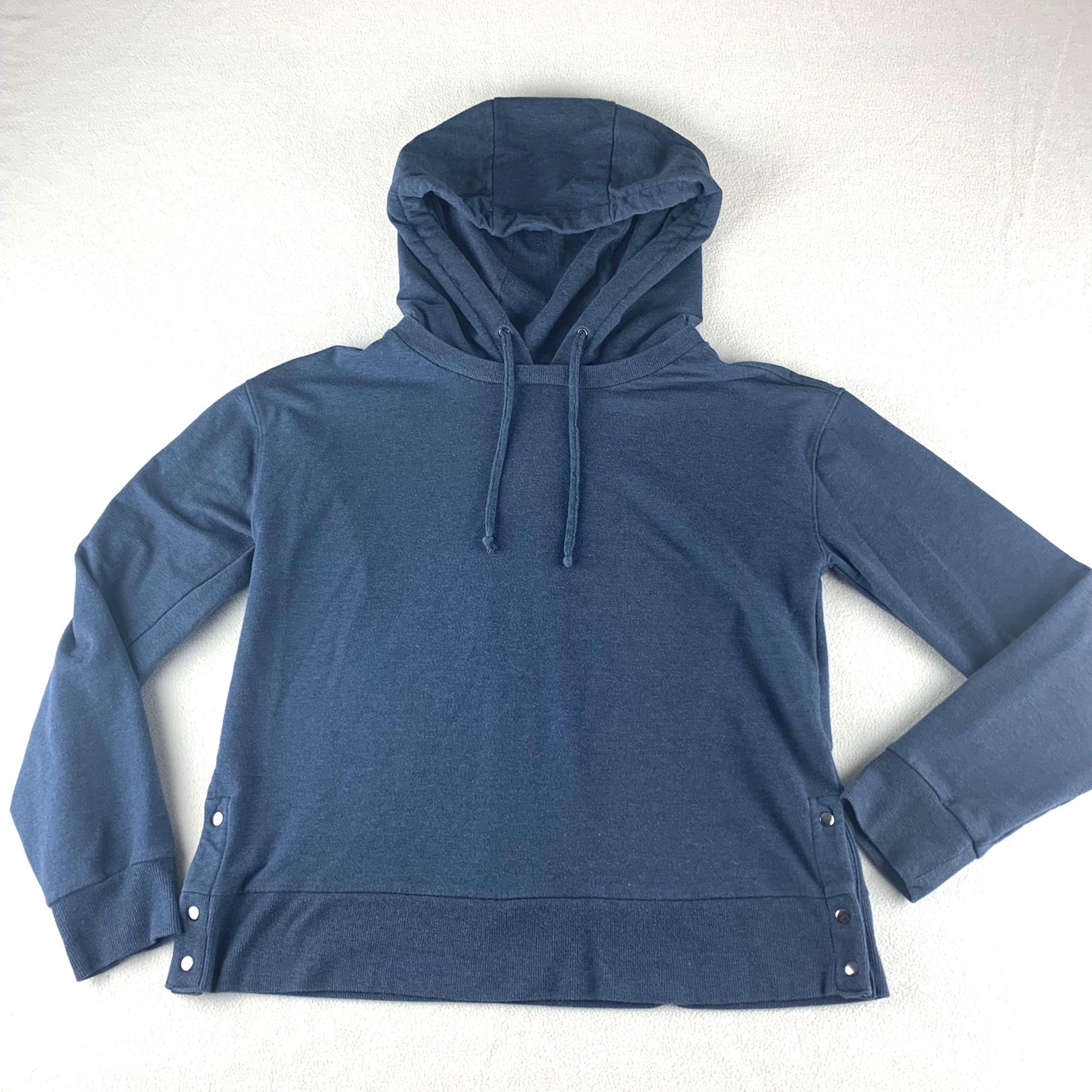 Banana Republic Hooded Top women’s M blue Hoodie side Snaps Measurements : Chest