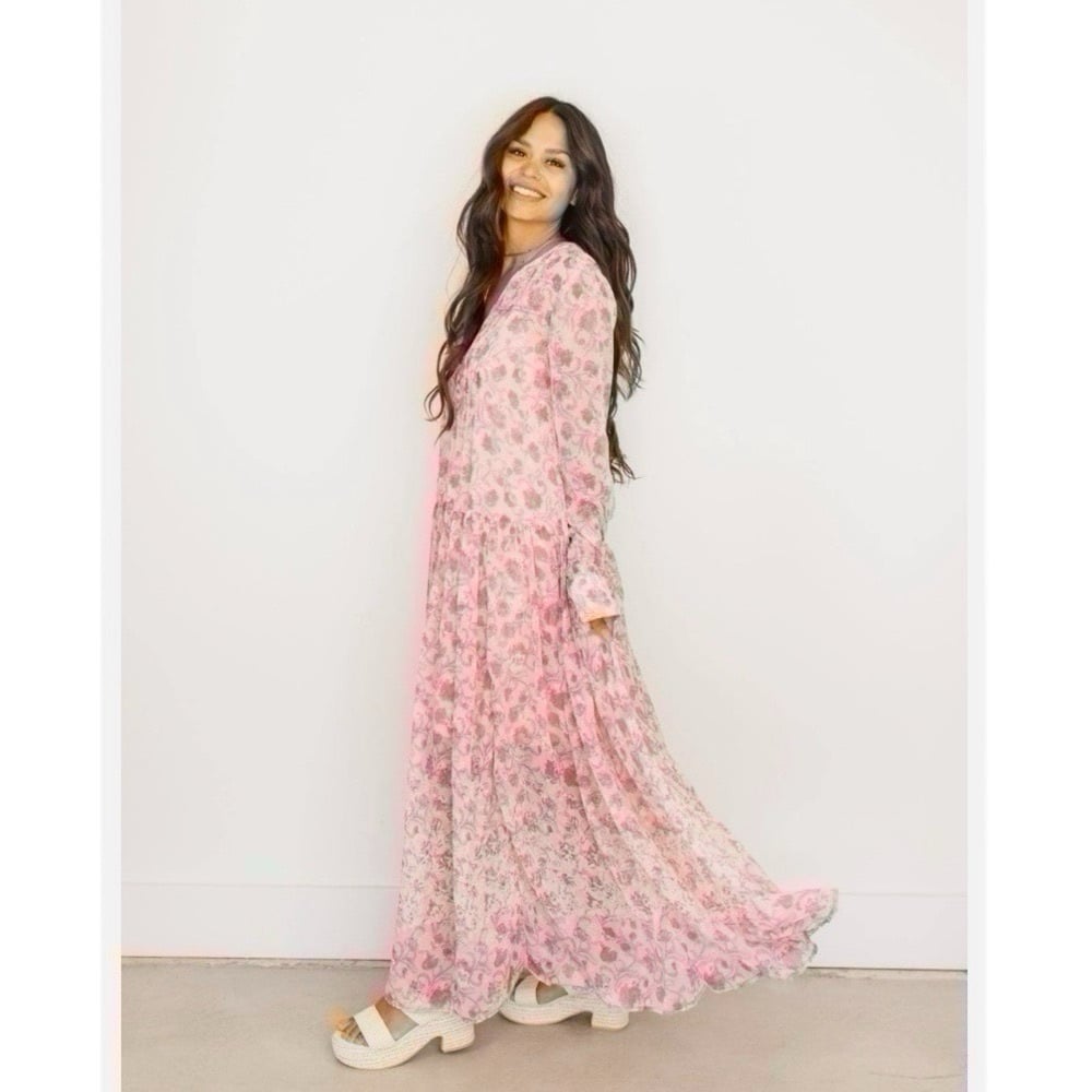 Free People See It Through Dress Pink Rose Combo