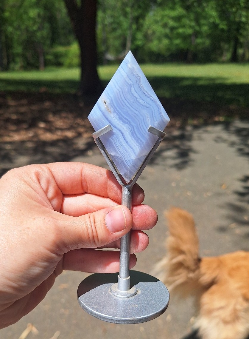 Blue Lace Agate Diamond W/Stand