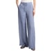 THEORY WOMENS SIZE SMALL DRAWSTRING CHAMBRAY DRAPE HEMP LINED WIDE-LEG PANT BLUE
