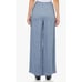 THEORY WOMENS SIZE SMALL DRAWSTRING CHAMBRAY DRAPE HEMP LINED WIDE-LEG PANT BLUE