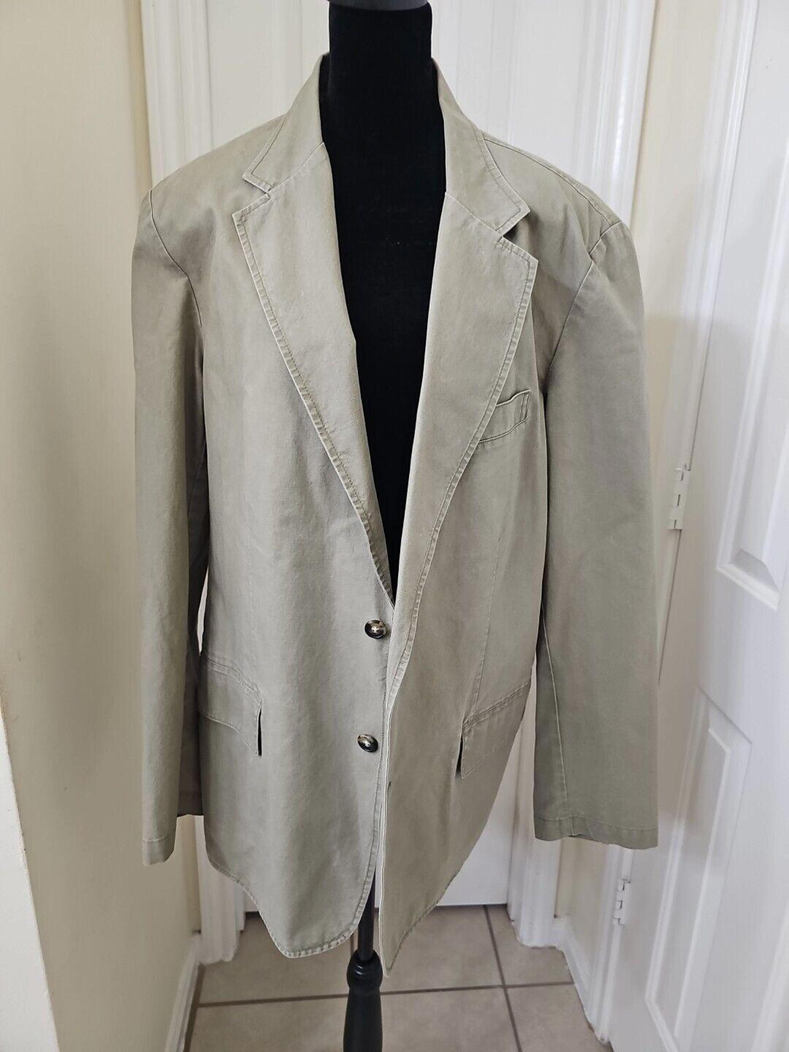 L.L. Bean Men's Khaki Blazer 42R 100% Cotton Twill Coat