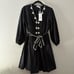 Marea Solana Mini Dress Seashell Detail Black Long Sleeve Small