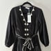Marea Solana Mini Dress Seashell Detail Black Long Sleeve Small