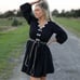 Marea Solana Mini Dress Seashell Detail Black Long Sleeve Small