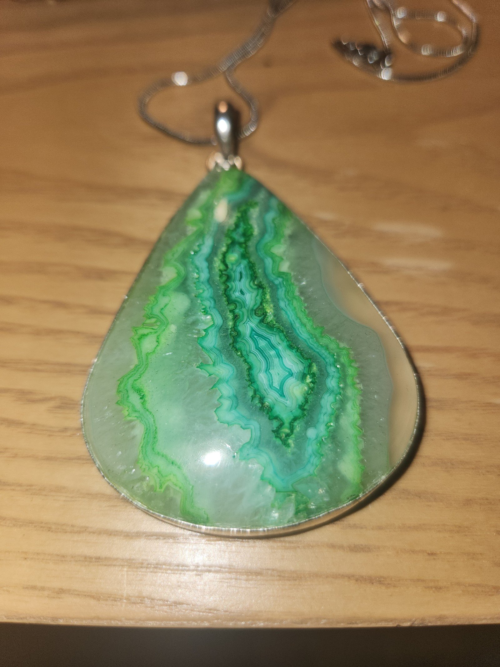 Green Natural Solar Quartz in Sterling Silver