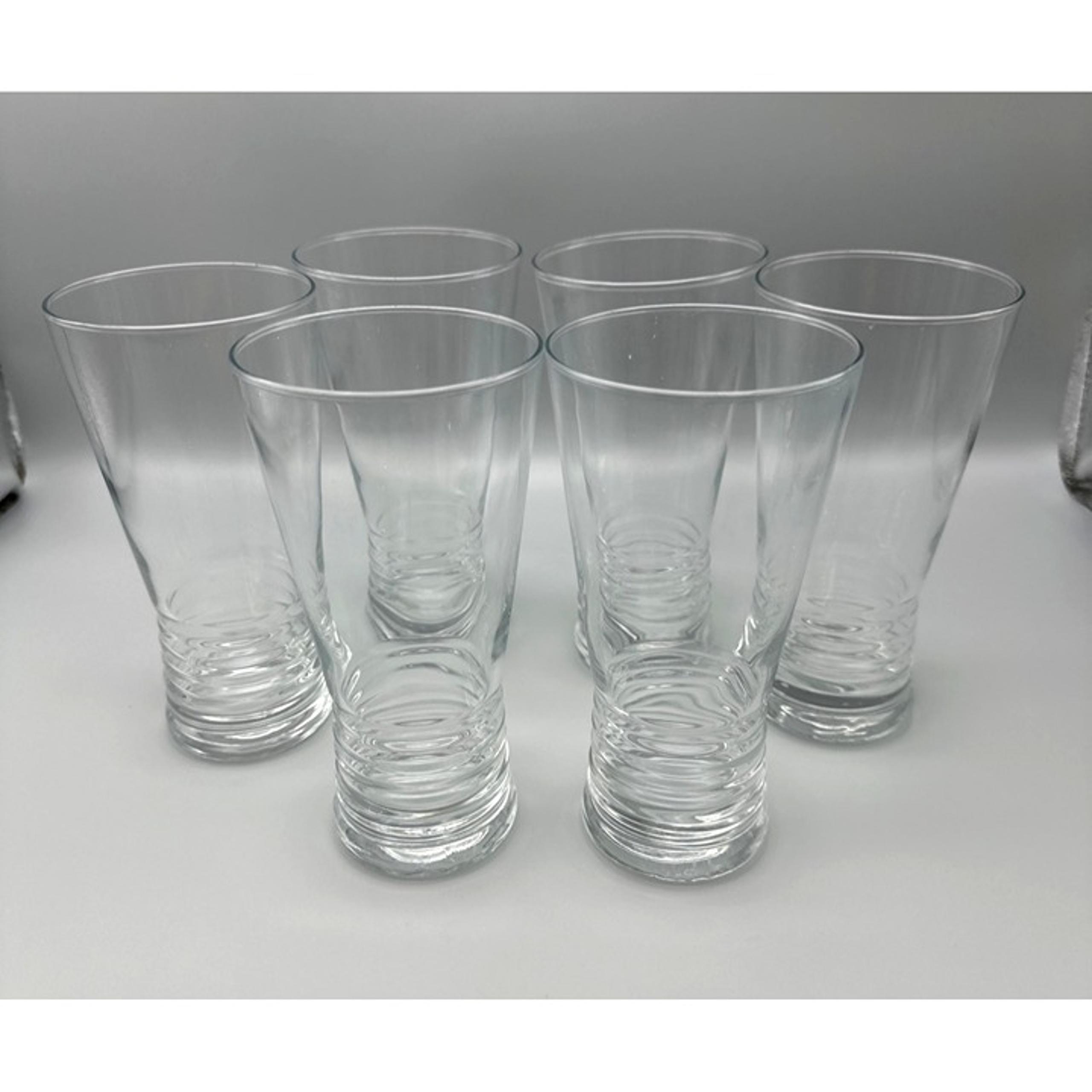 Vintage Libbey Clear Tapered Ribbed Monclova 16oz Tumblers Glasses Set of 6 VG