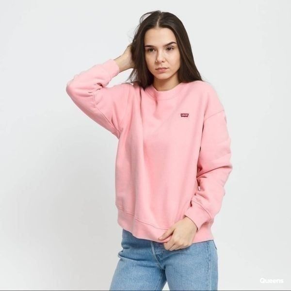 Levi's Sweatshirt Relaxed Fit Pink Red Women's Size Medium M Brushed Fleece New
