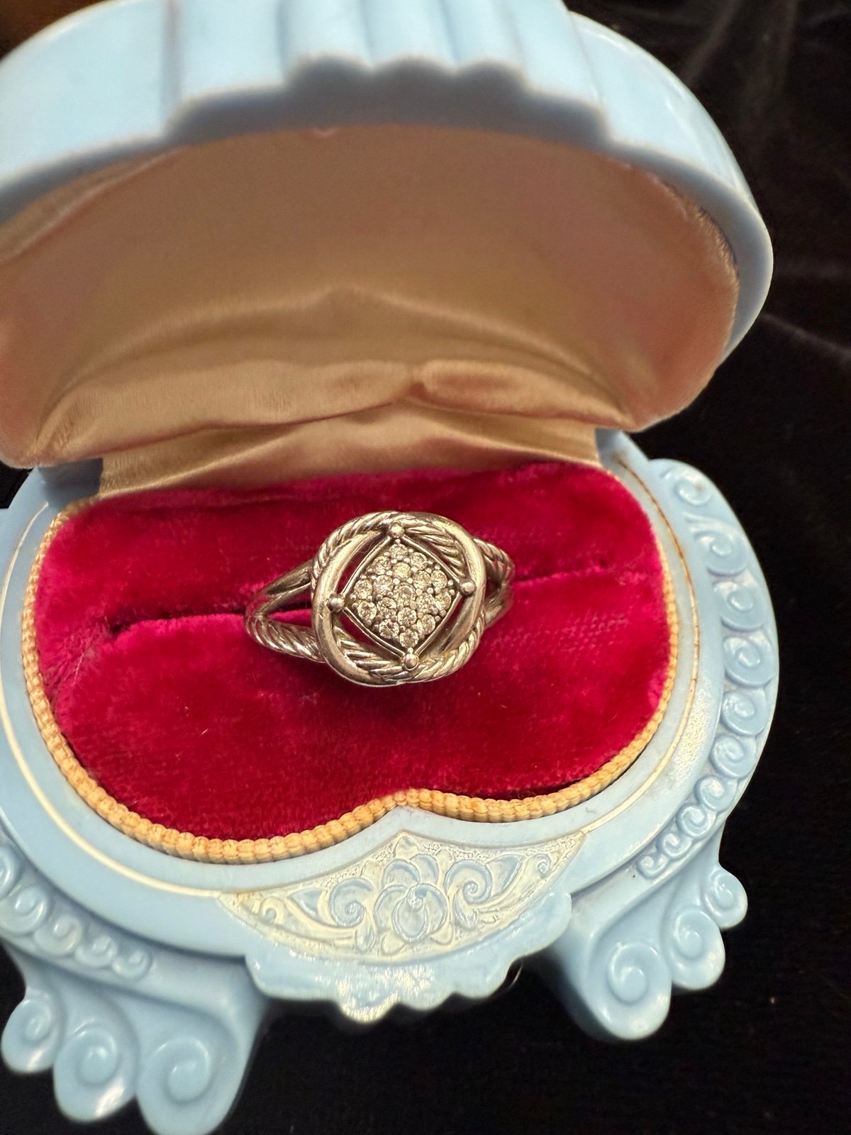 David Yurman sterling diamond infinity ring