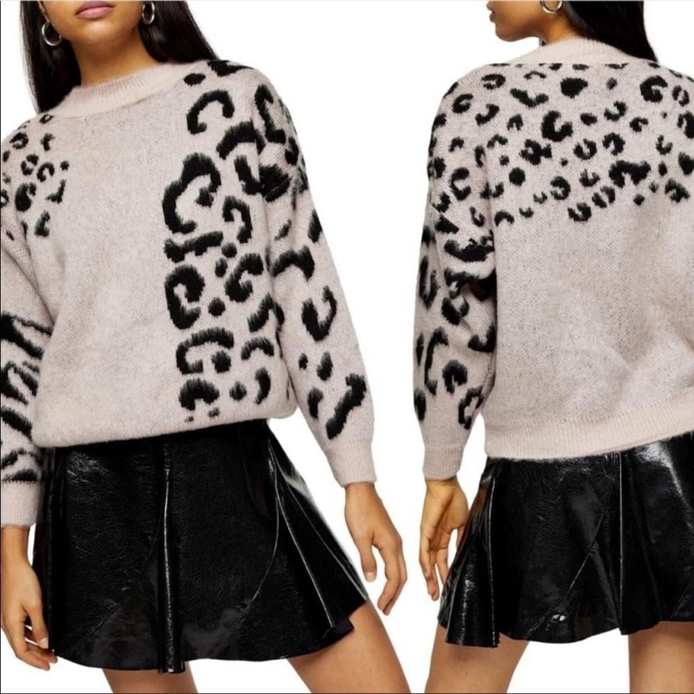 Topshop Animal Print Knitted Sweater
