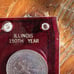 rare case illinois 150th Years of Progress medal round set in rare casing