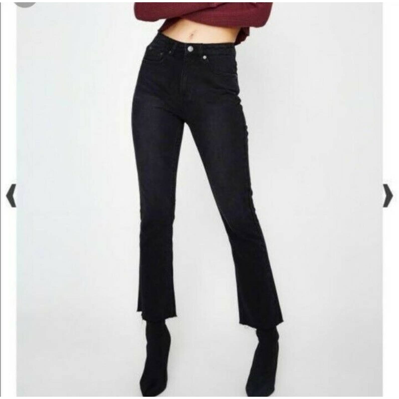 Ksubi Antom High Rise Crop Raw Hem Black Jeans Size 29