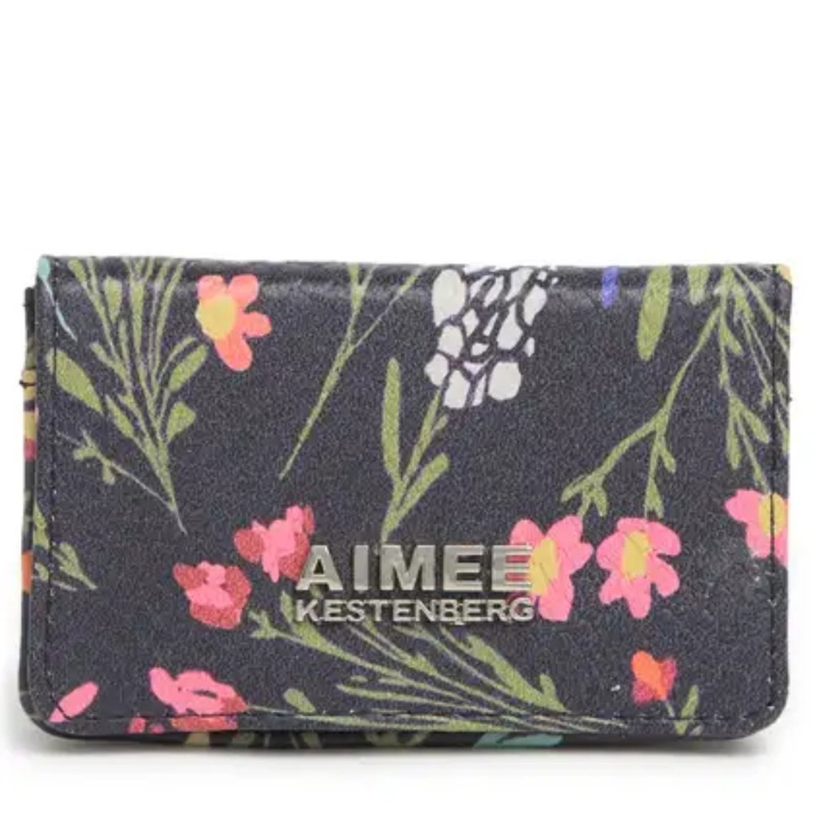 Aimee Kestenberg Black Bifold Card Holder Majestic Floral Sammy Leather Wallet
