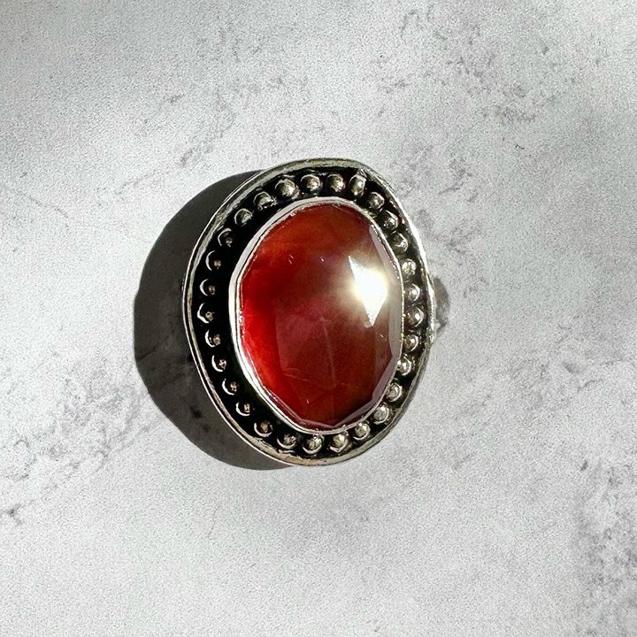 Carnelian Genuine Stone 925 Sterling Silver Ring