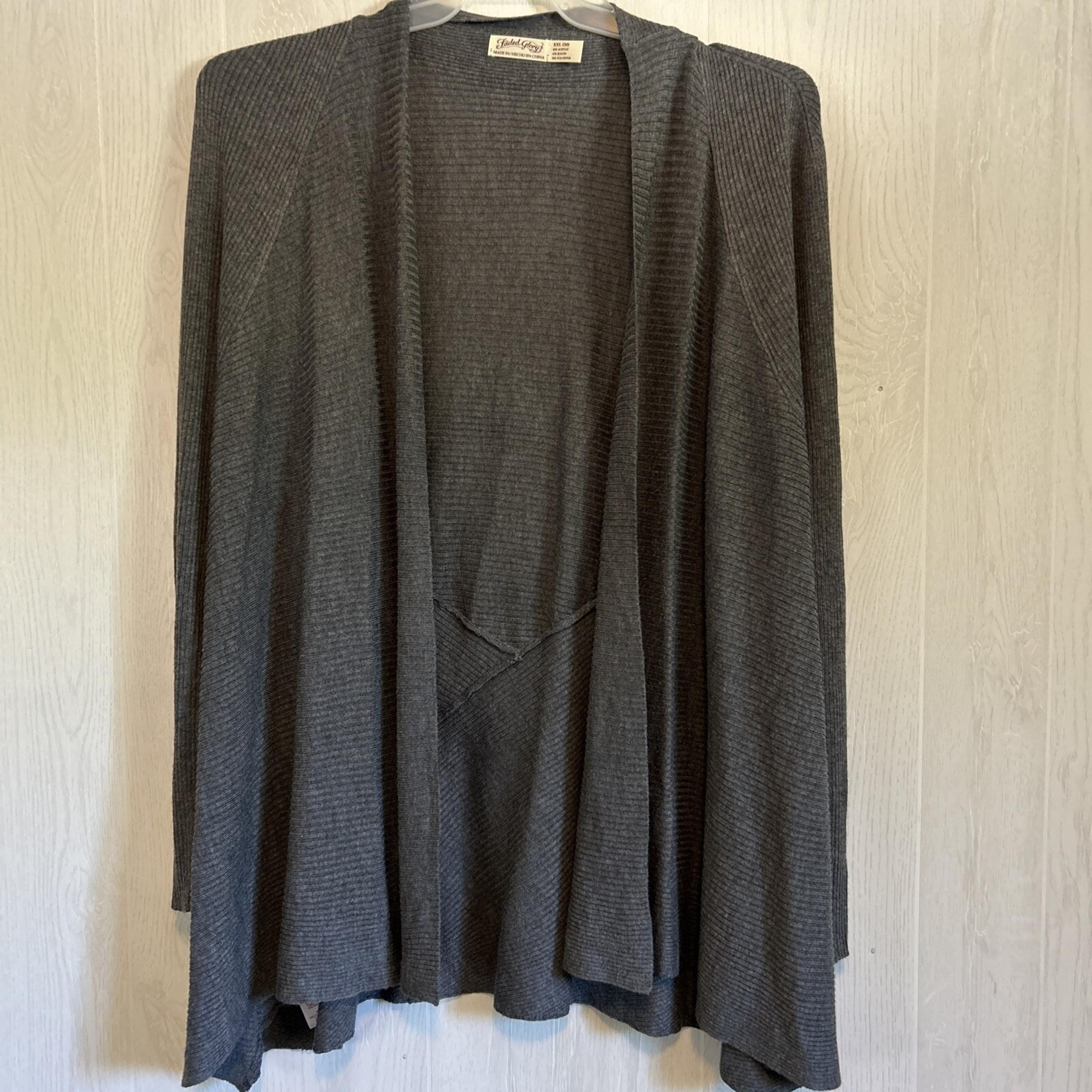 Faded Glory XXL Dark Gray Open Front Cardigan Sweater