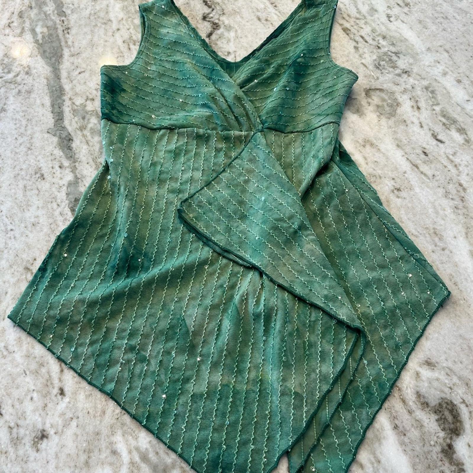 Vintage y2k MCM sequin green tank womans medium